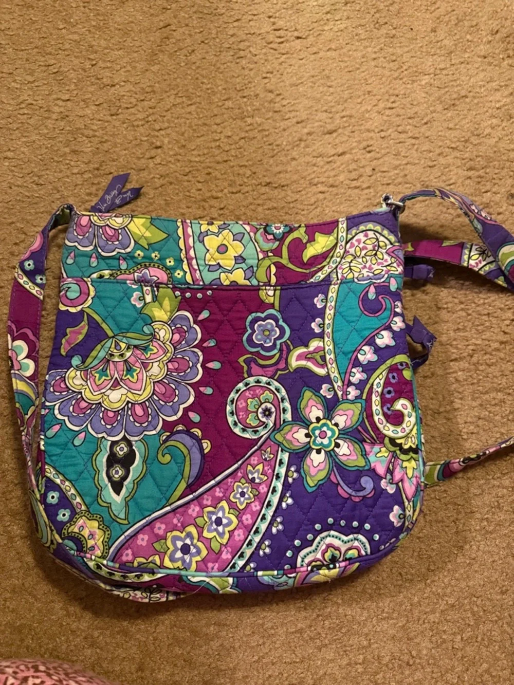 Vera Bradley Purple Teal Paisley Quilted Crossbody